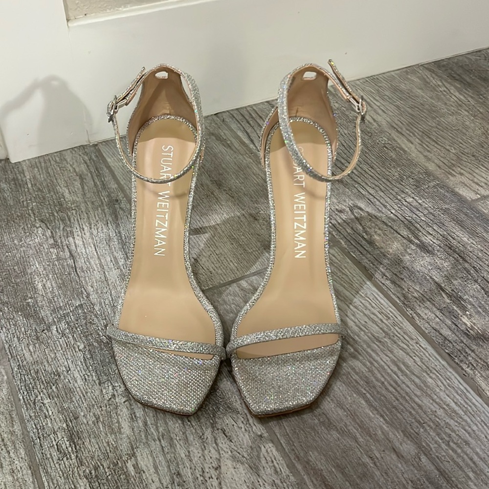 Stuart Weitzman Glittering Silver Heels